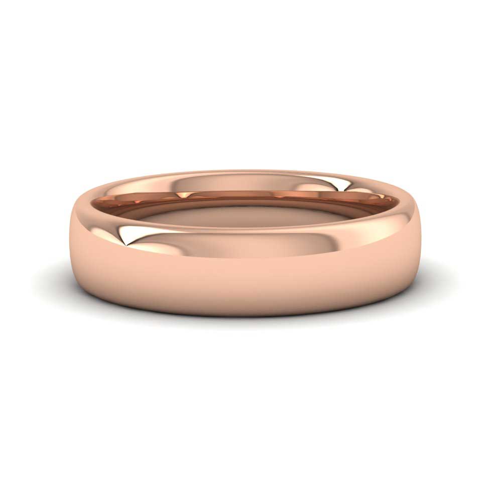 9ct Rose Gold 5mm Cushion Court Shape (Comfort Fit) Extra Heavy Weight Wedding Ring Down View