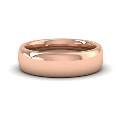 9ct Rose Gold 6mm Cushion Court Shape (Comfort Fit) Super Heavy Weight Wedding Ring Down View