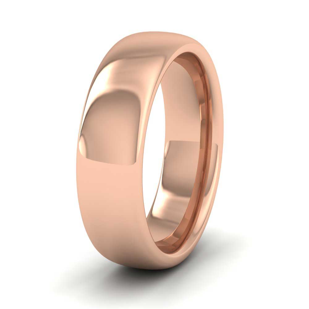 18ct Rose Gold 6mm Cushion Court Shape (Comfort Fit) Super Heavy Weight Wedding Ring
