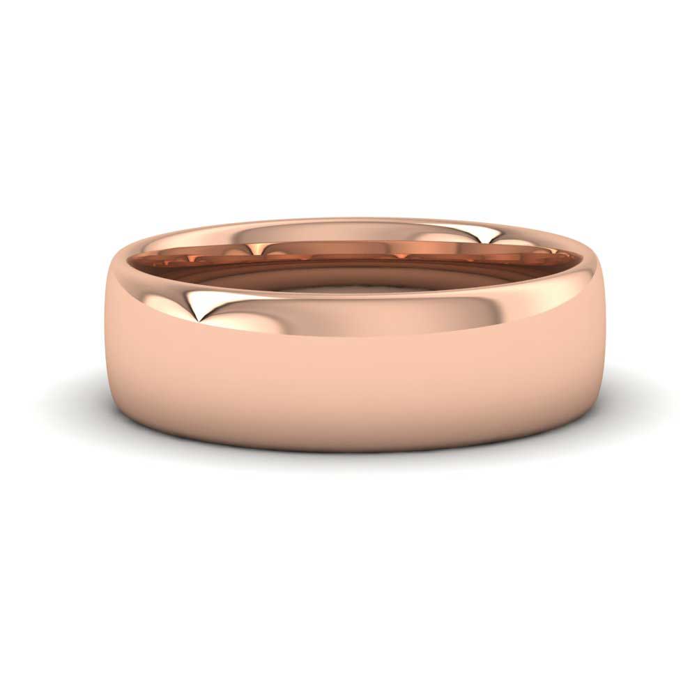 9ct Rose Gold 6mm Cushion Court Shape (Comfort Fit) Classic Weight Wedding Ring Down View