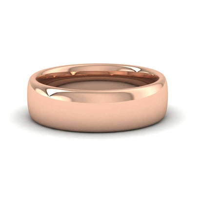 9ct Rose Gold 6mm Cushion Court Shape (Comfort Fit) Extra Heavy Weight Wedding Ring Down View