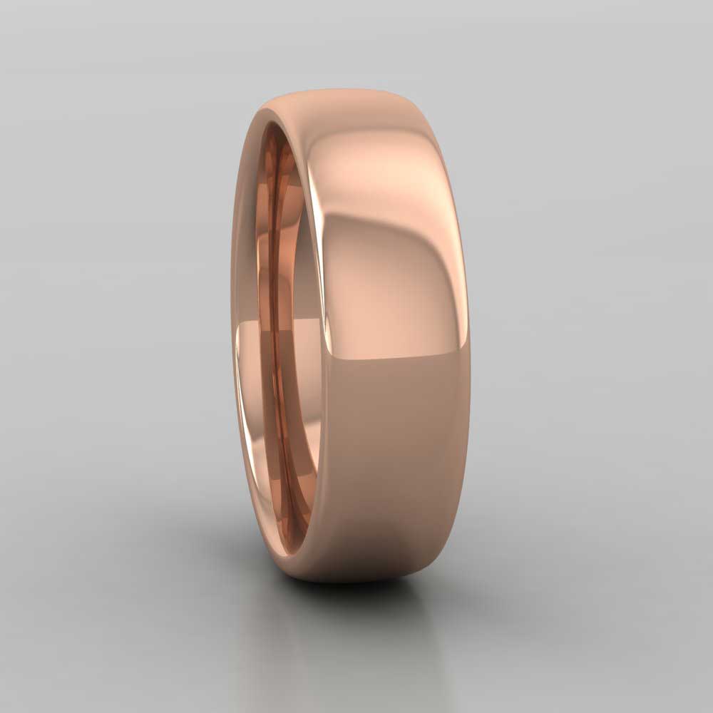 9ct Rose Gold 6mm Cushion Court Shape (Comfort Fit) Extra Heavy Weight Wedding Ring Right View