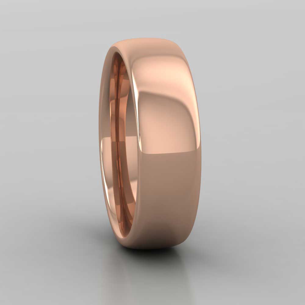 18ct Rose Gold 6mm Cushion Court Shape (Comfort Fit) Extra Heavy Weight Wedding Ring Right View