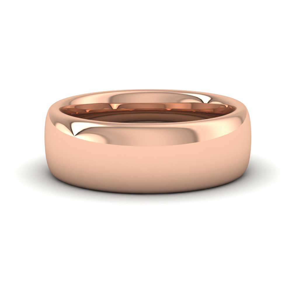 9ct Rose Gold 7mm Cushion Court Shape (Comfort Fit) Super Heavy Weight Wedding Ring Down View