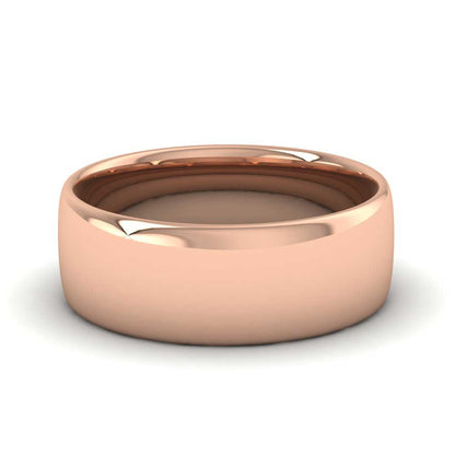 18ct Rose Gold 7mm Cushion Court Shape (Comfort Fit) Classic Weight Wedding Ring Down View