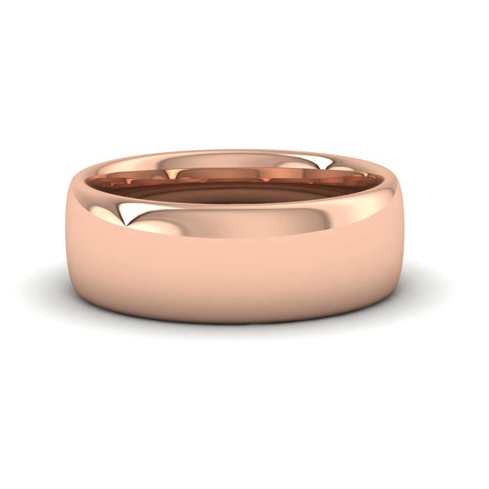 9ct Rose Gold 7mm Cushion Court Shape (Comfort Fit) Extra Heavy Weight Wedding Ring Down View