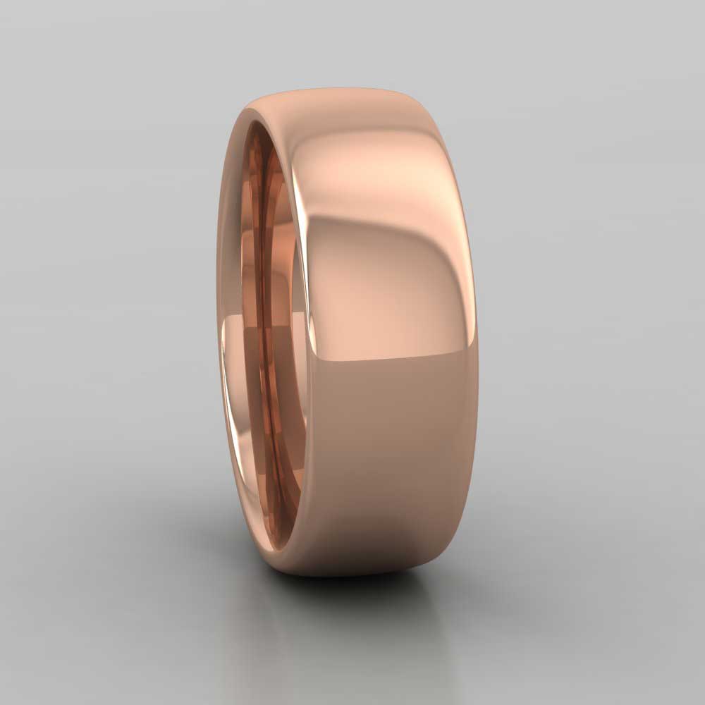 9ct Rose Gold 7mm Cushion Court Shape (Comfort Fit) Extra Heavy Weight Wedding Ring Right View