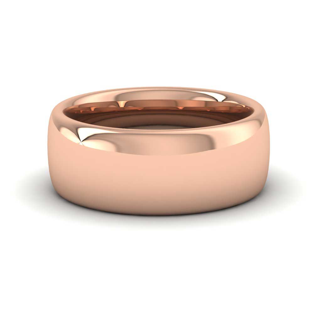 9ct Rose Gold 8mm Cushion Court Shape (Comfort Fit) Super Heavy Weight Wedding Ring Down View