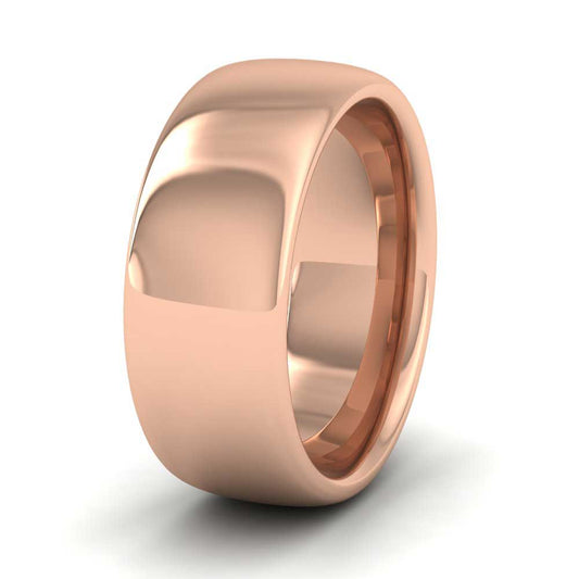 18ct Rose Gold 8mm Cushion Court Shape (Comfort Fit) Super Heavy Weight Wedding Ring