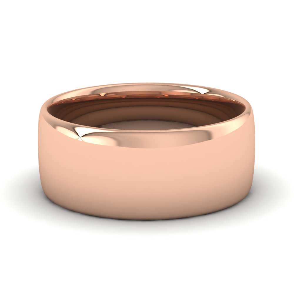 9ct Rose Gold 8mm Cushion Court Shape (Comfort Fit) Classic Weight Wedding Ring Down View