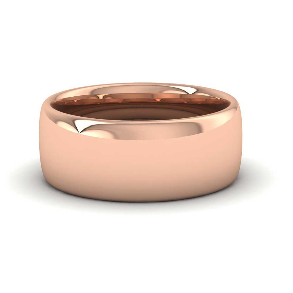 9ct Rose Gold 8mm Cushion Court Shape (Comfort Fit) Extra Heavy Weight Wedding Ring Down View