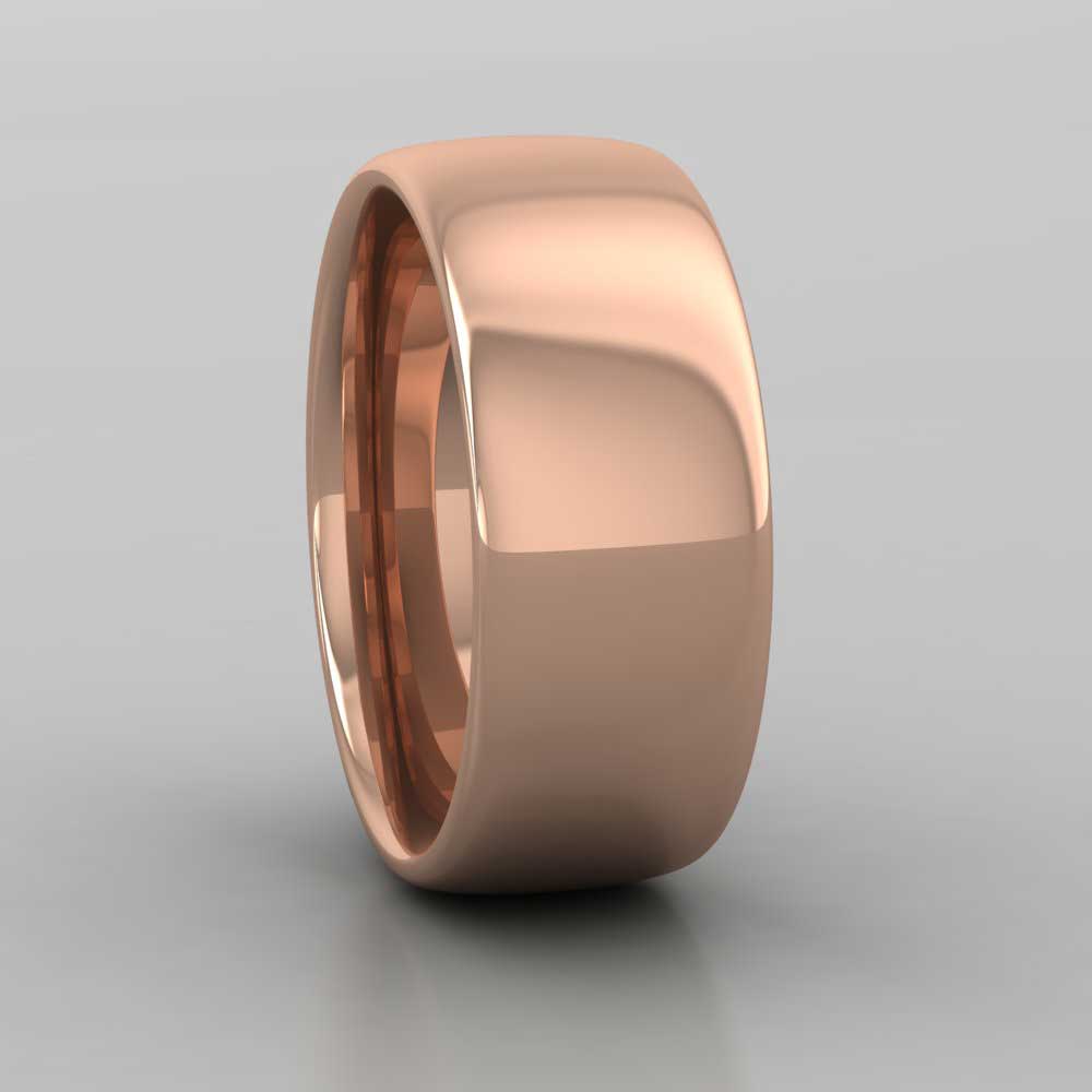 9ct Rose Gold 8mm Cushion Court Shape (Comfort Fit) Extra Heavy Weight Wedding Ring Right View