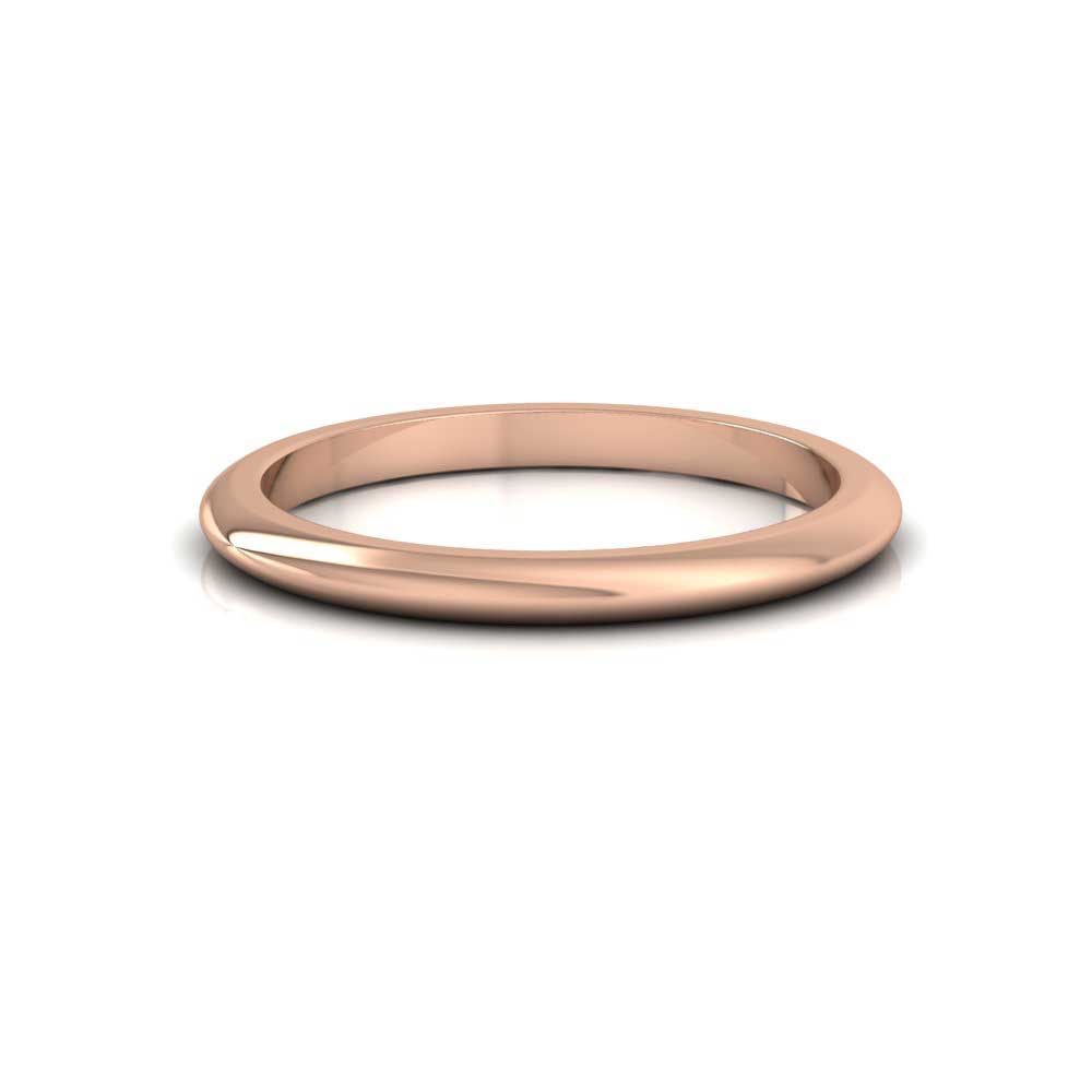 9ct Rose Gold 2mm D shape Super Heavy Weight Wedding Ring Down View