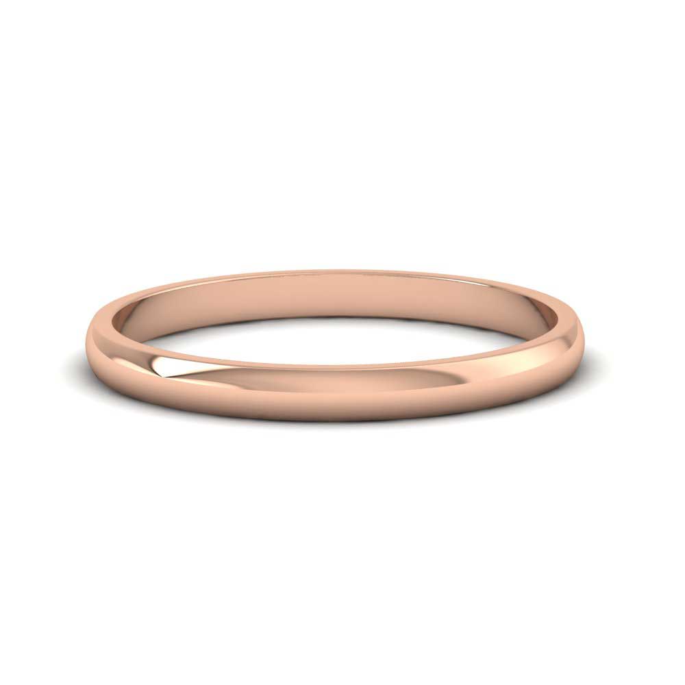 9ct Rose Gold 2mm D shape Classic Weight Wedding Ring Down View