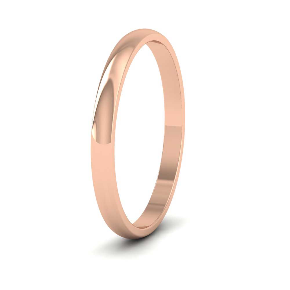 18ct Rose Gold 2mm D shape Classic Weight Wedding Ring