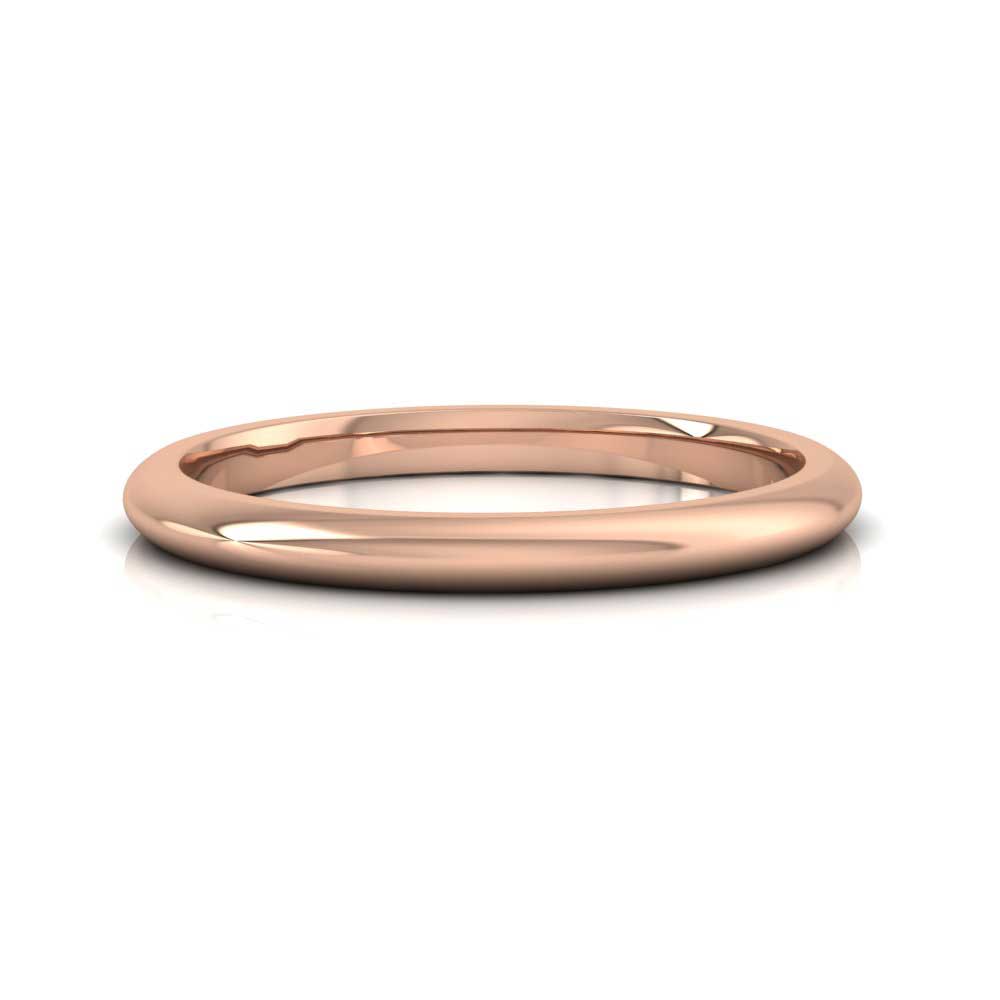 18ct Rose Gold 2mm D shape Extra Heavy Weight Wedding Ring Down View