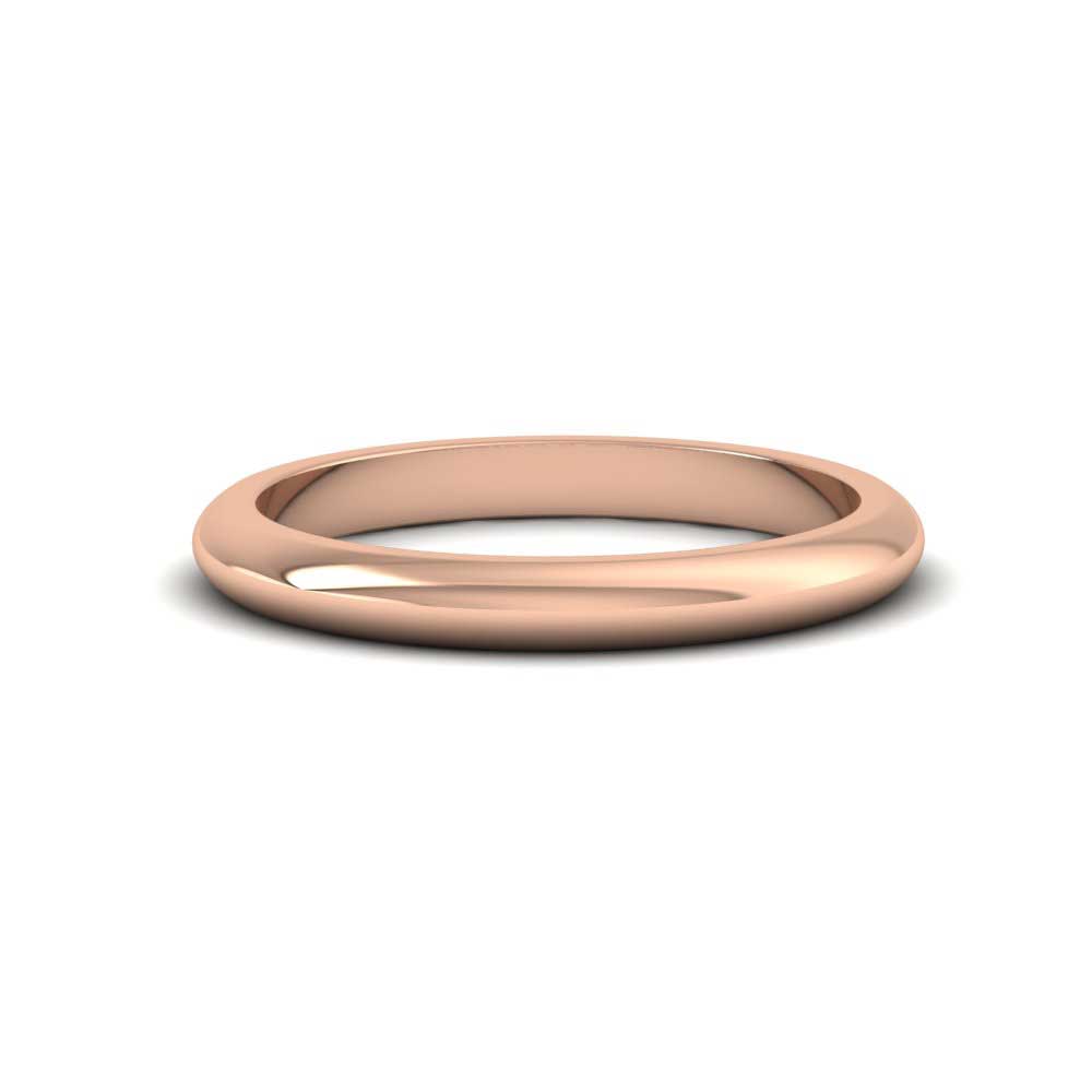 9ct Rose Gold 2.5mm D shape Super Heavy Weight Wedding Ring Down View