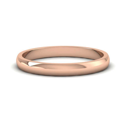 9ct Rose Gold 2.5mm D shape Classic Weight Wedding Ring Down View