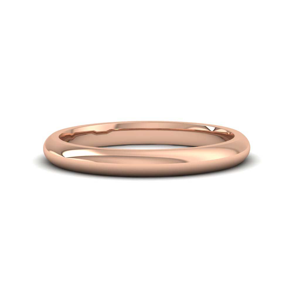 9ct Rose Gold 2.5mm D shape Extra Heavy Weight Wedding Ring Down View