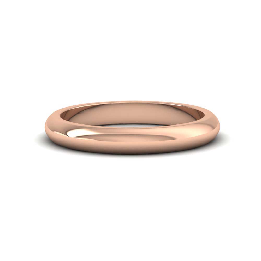 9ct Rose Gold 3mm D shape Super Heavy Weight Wedding Ring Down View