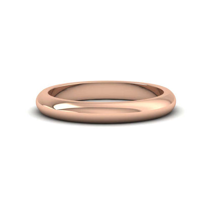 18ct Rose Gold 3mm D shape Super Heavy Weight Wedding Ring Down View