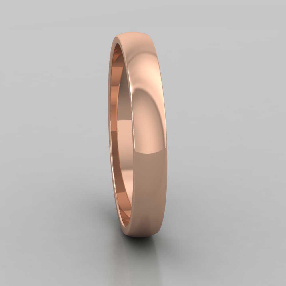 18ct Rose Gold 3mm D shape Classic Weight Wedding Ring Right View