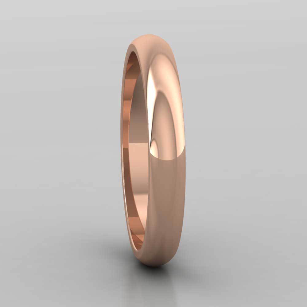 9ct Rose Gold 3mm D shape Extra Heavy Weight Wedding Ring Right View