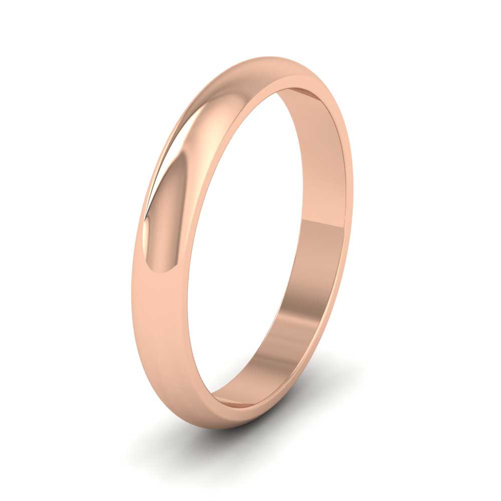 18ct Rose Gold 3mm D shape Extra Heavy Weight Wedding Ring