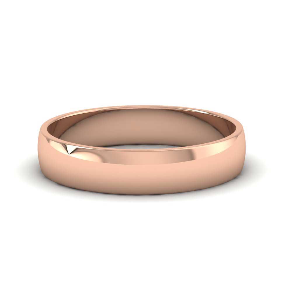9ct Rose Gold 4mm D shape Classic Weight Wedding Ring Down View