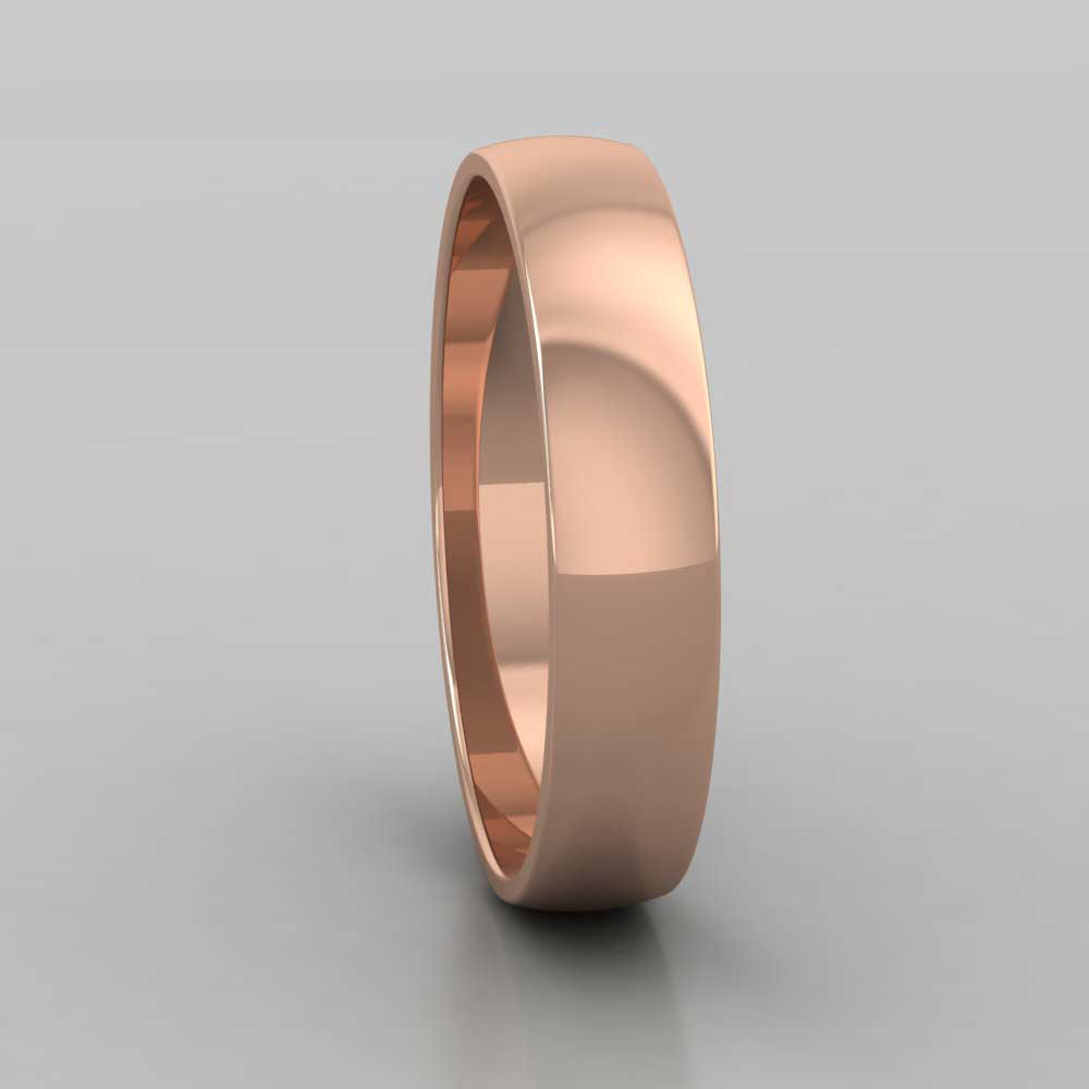 18ct Rose Gold 4mm D shape Classic Weight Wedding Ring Right View