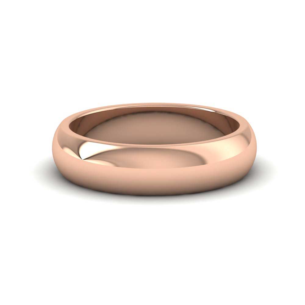 9ct Rose Gold 5mm D shape Super Heavy Weight Wedding Ring Down View