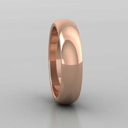 18ct Rose Gold 5mm D shape Super Heavy Weight Wedding Ring Right View