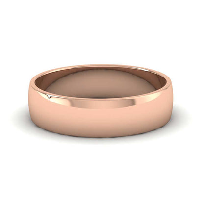 18ct Rose Gold 5mm D shape Classic Weight Wedding Ring Down View