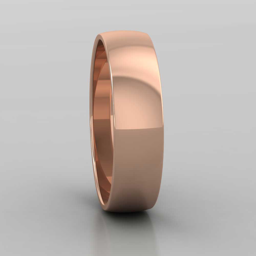 18ct Rose Gold 5mm D shape Classic Weight Wedding Ring Right View