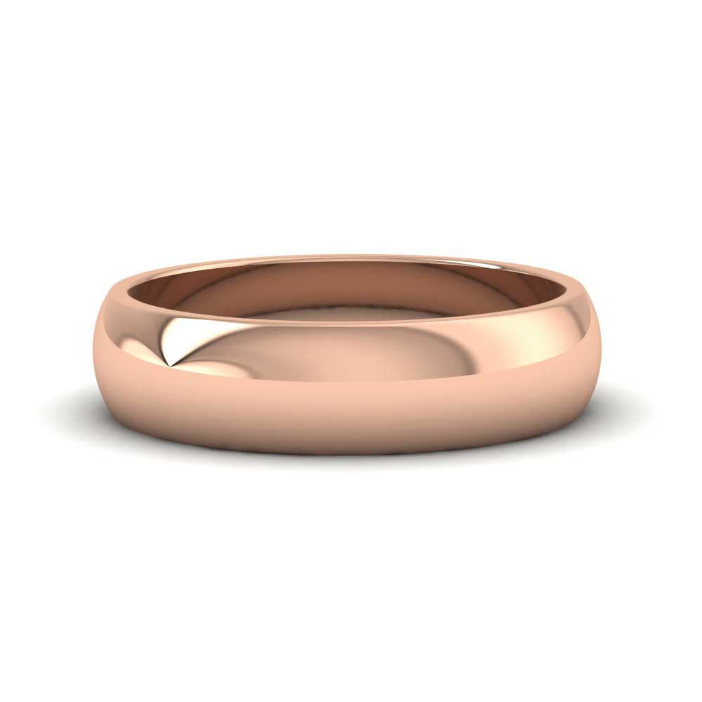18ct Rose Gold 5mm D shape Extra Heavy Weight Wedding Ring Down View