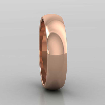 18ct Rose Gold 5mm D shape Extra Heavy Weight Wedding Ring Right View