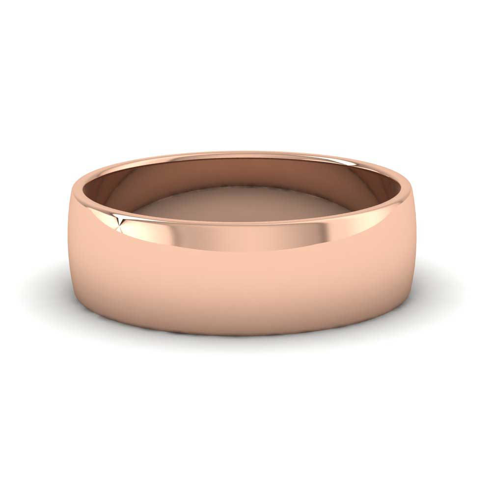 9ct Rose Gold 6mm D shape Classic Weight Wedding Ring Down View