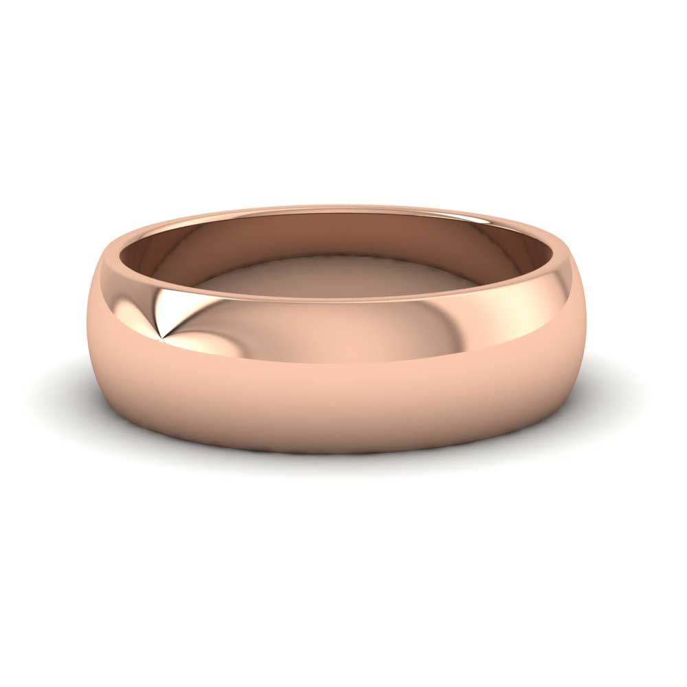 9ct Rose Gold 6mm D shape Extra Heavy Weight Wedding Ring Down View