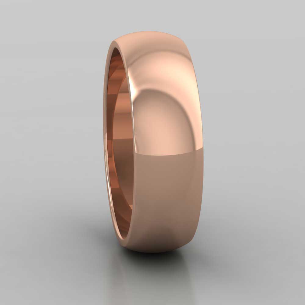 18ct Rose Gold 6mm D shape Extra Heavy Weight Wedding Ring Right View