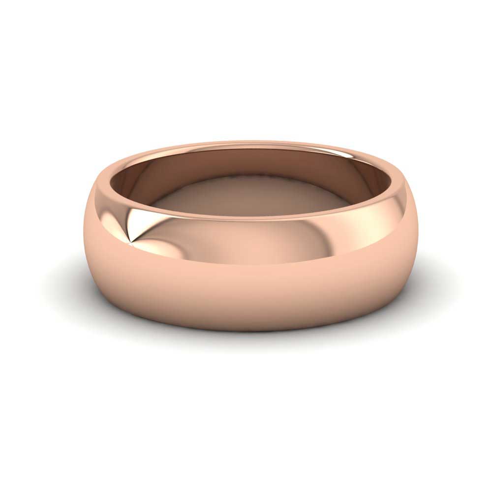 9ct Rose Gold 7mm D shape Super Heavy Weight Wedding Ring Down View