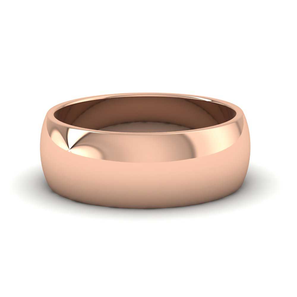18ct Rose Gold 7mm D shape Extra Heavy Weight Wedding Ring Down View