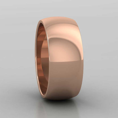 18ct Rose Gold 8mm D shape Extra Heavy Weight Wedding Ring Right View