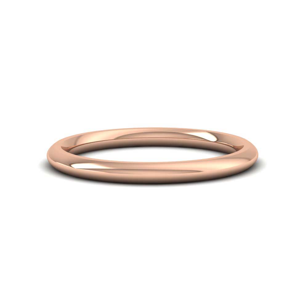 9ct Rose Gold 2mm Court Shape (Comfort Fit) Super Heavy Weight Wedding Ring Down View