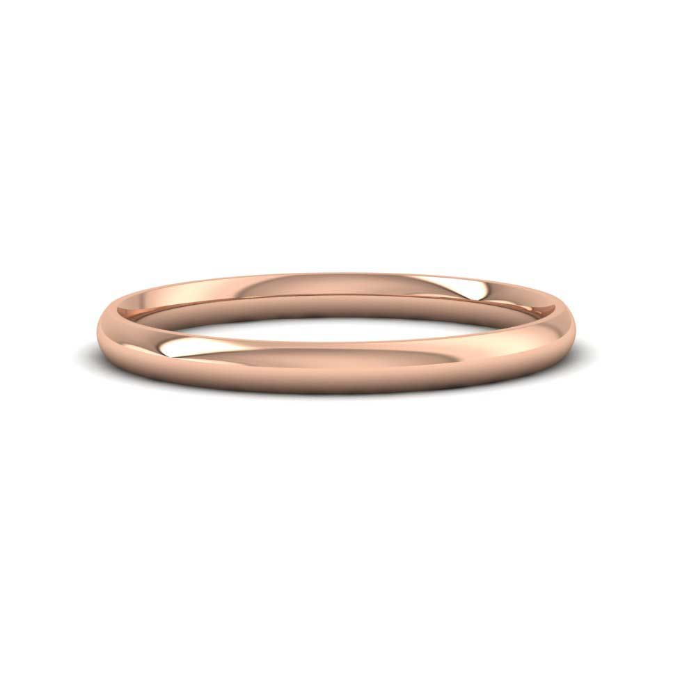 9ct Rose Gold 2mm Court Shape (Comfort Fit) Classic Weight Wedding Ring Down View