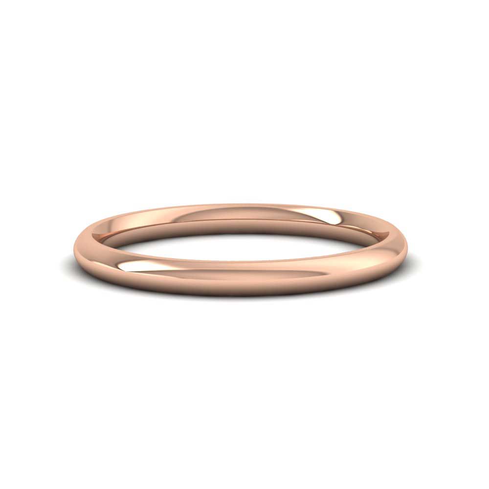 9ct Rose Gold 2mm Court Shape (Comfort Fit) Extra Heavy Weight Wedding Ring Down View