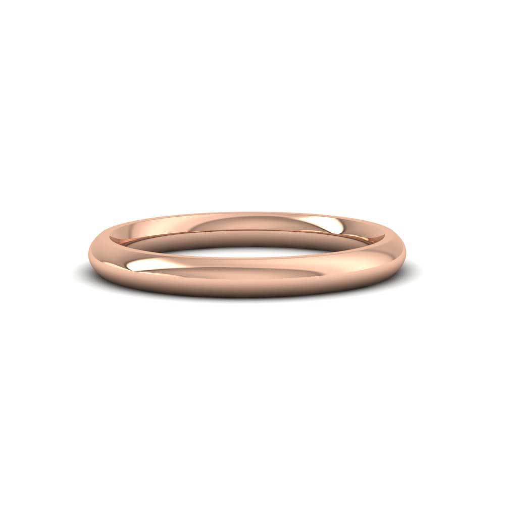 9ct Rose Gold 2.5mm Court Shape (Comfort Fit) Super Heavy Weight Wedding Ring Down View