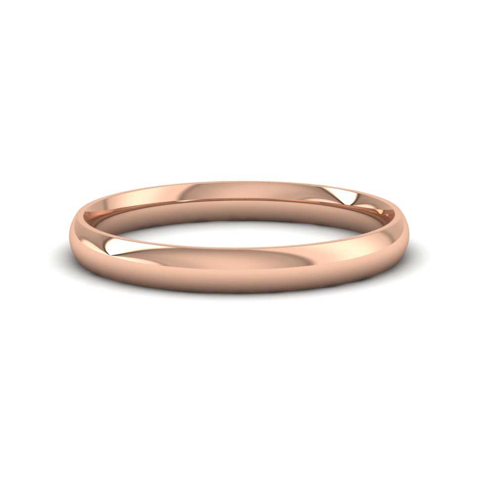 9ct Rose Gold 2.5mm Court Shape (Comfort Fit) Classic Weight Wedding Ring Down View