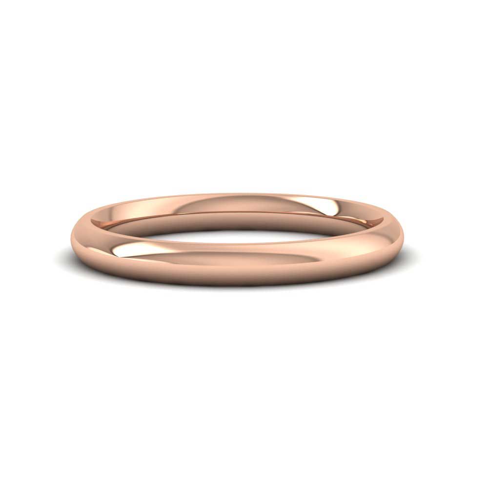 9ct Rose Gold 2.5mm Court Shape (Comfort Fit) Extra Heavy Weight Wedding Ring Down View