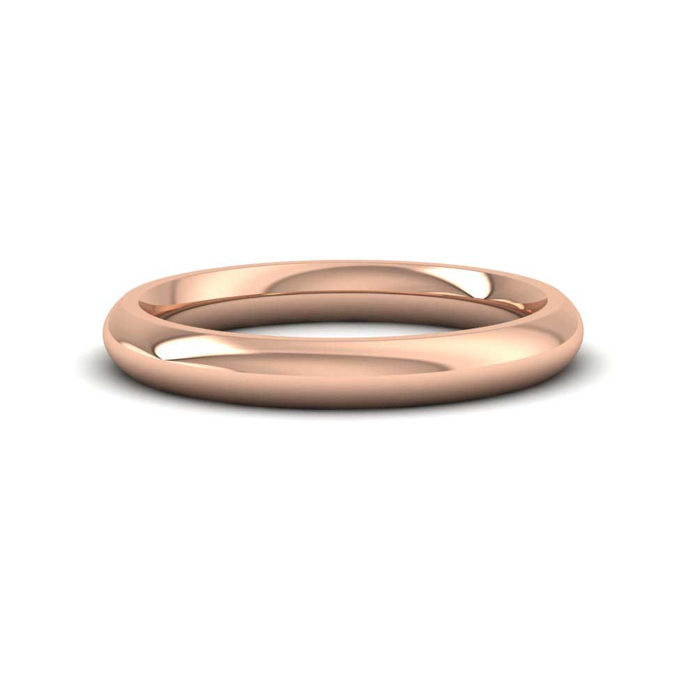 9ct Rose Gold 3mm Court Shape (Comfort Fit) Super Heavy Weight Wedding Ring Down View