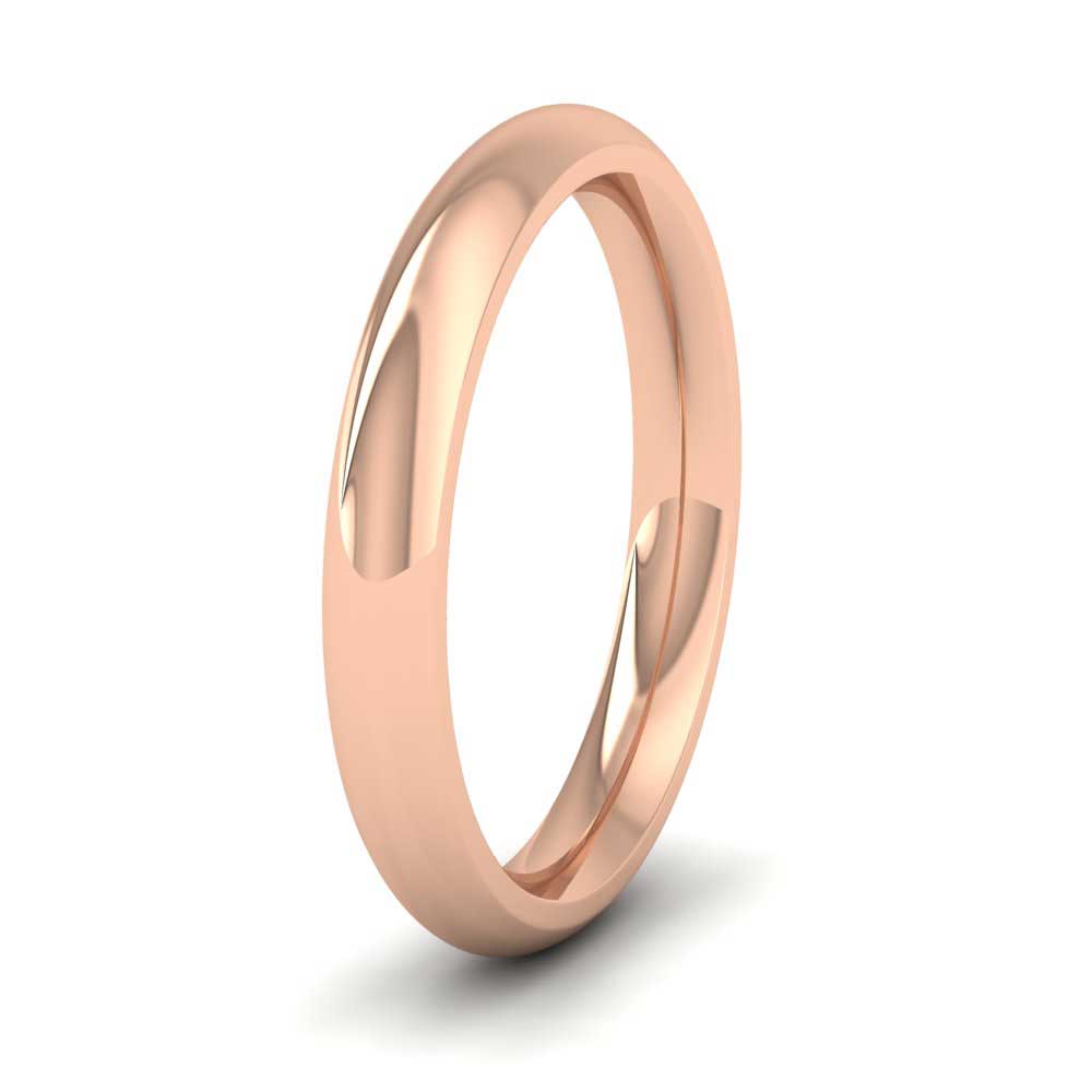 9ct Rose Gold 3mm Court Shape (Comfort Fit) Super Heavy Weight Wedding Ring
